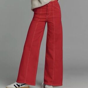 Anthropologie- MAEVE- Delaney Clean-Seamed High-Rise Wide-Leg Rose Jeans- 25 NWT